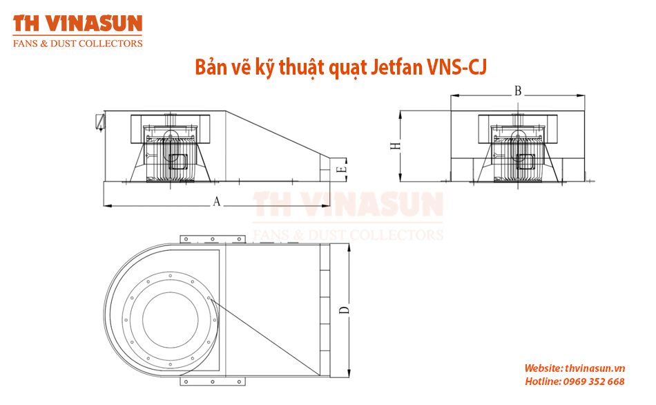 Bản vẽ kỹ thuật quạt jetfan VNS-CJ