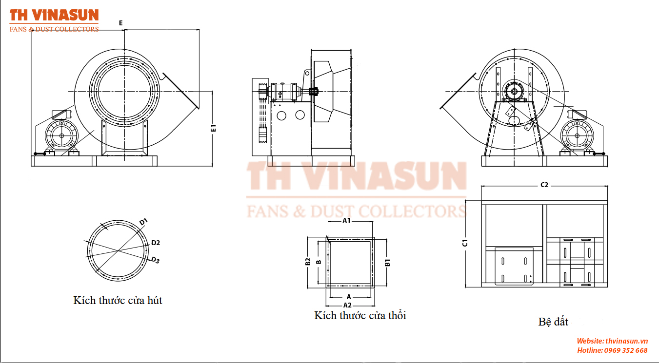 Bản vẽ kỹ thuật quạt ly tâm vận chuyển giấy bao bì VNS-C10