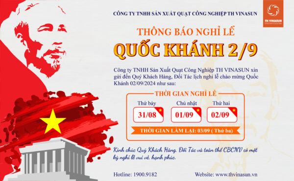 TH Vinasun thông báo lịch nghỉ lễ M2/09/2024