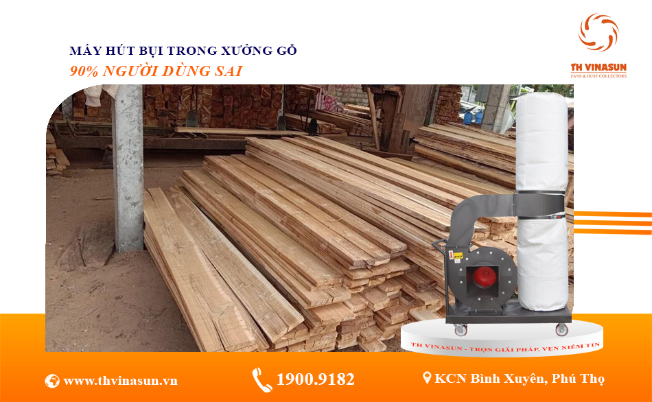 máy hút bụi trong xưởng gỗ